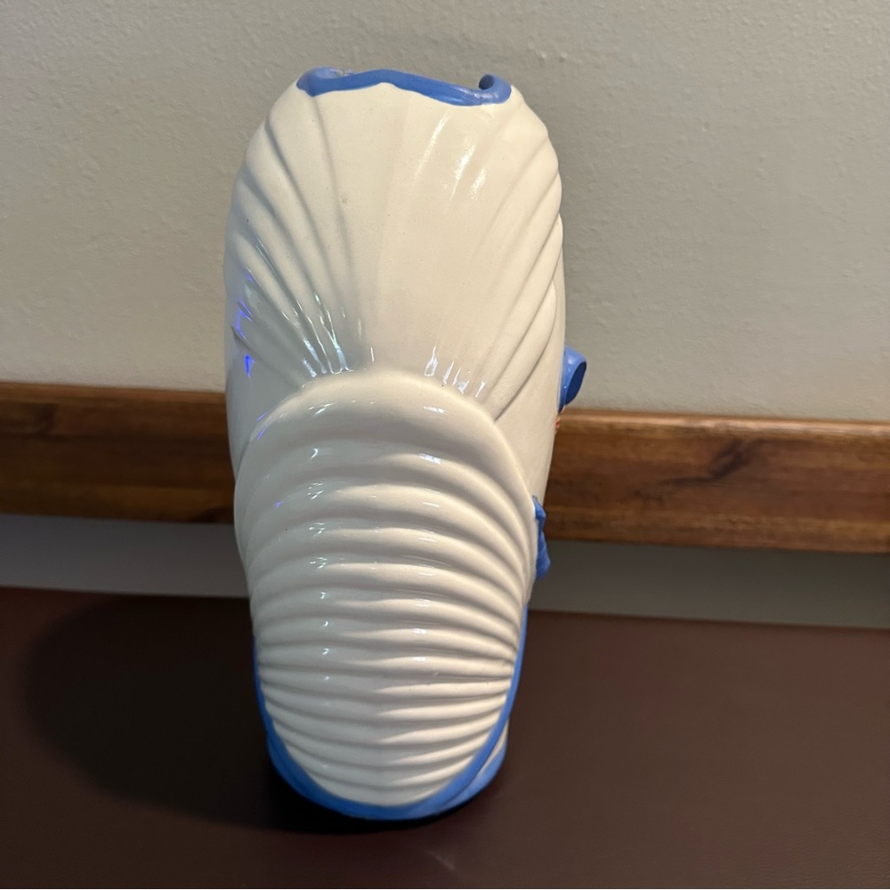 Vintage 80s Ceramic Art Deco Style 3D Lady Bust Vase Blue & White - Picture 2 of 7